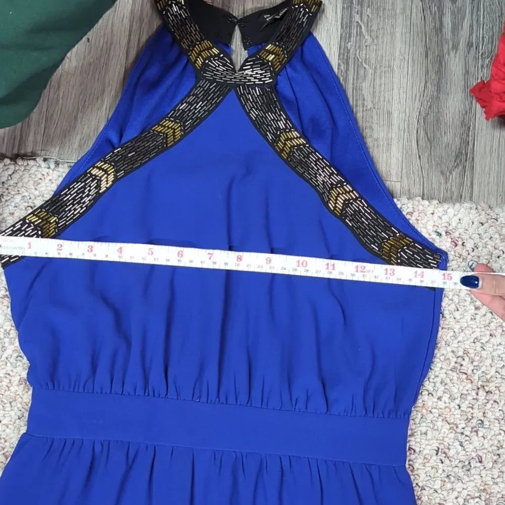 The clothing Co. formal/prom dress floor length‎ halter top beaded royal blue